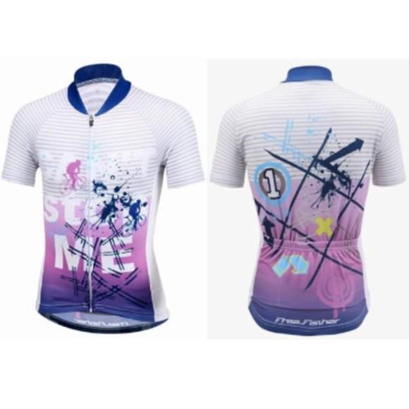 Free Fisher Other - Free Fisher Big Kids Striped Powder CAN'T STOP ME Bike Cycling Jersey Size 3XL